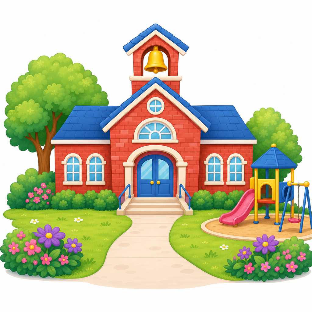 Friendly schoolhouse illustration